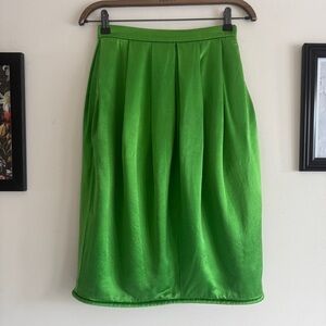 Anne Klein Vintage 100% Silk Green Midi Skirt Women's Size 6